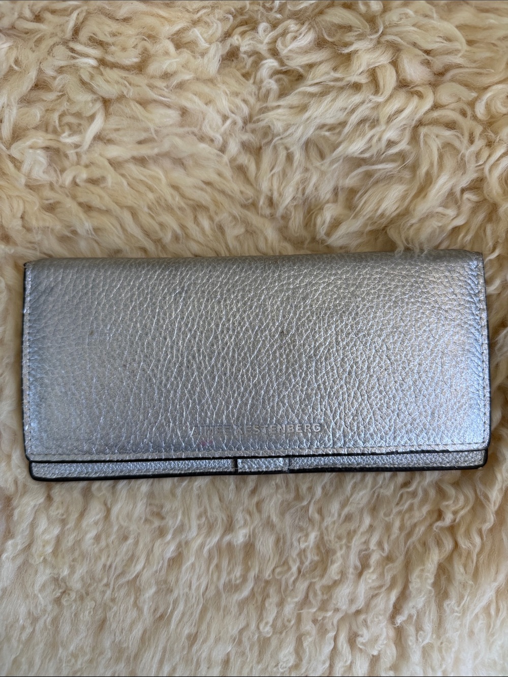 Aimee Kestenberg Silver Leather Wallet Clutch - Unbranded